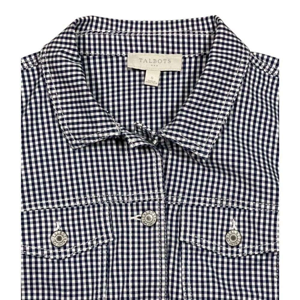 Talbots Lightweight Gingham Jacket Navy White Sma… - image 4
